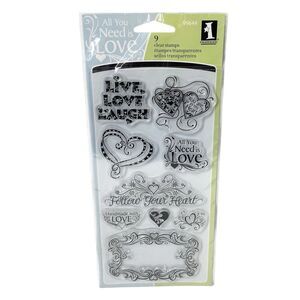 Inkadinkado Poly Clear Stamps Set 9 Love And Friendship Hearts